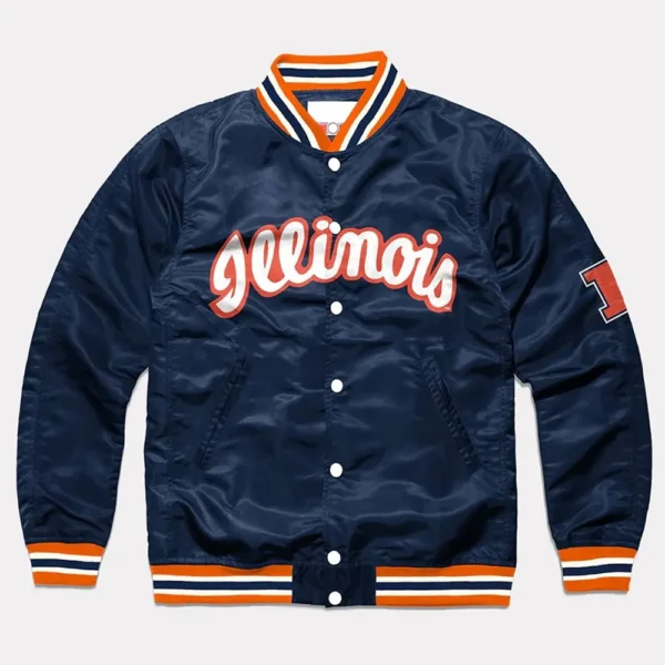 Script Illinois Fighting Illini Navy Real Satin Jacket