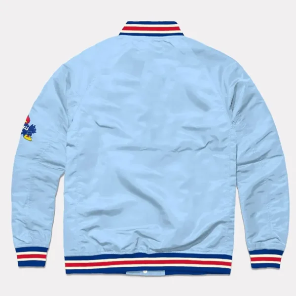 Script Kansas Jayhawks Light Blue Real Polyester Jackets