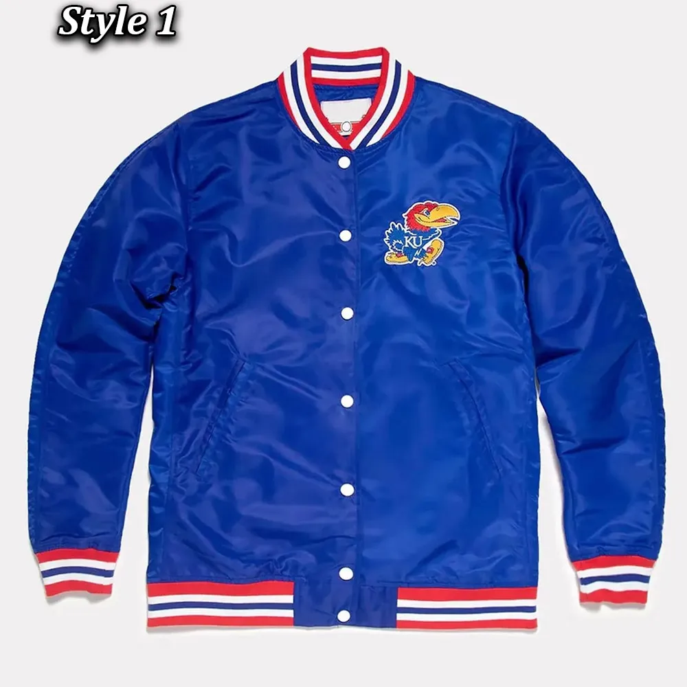 Script Kansas Jayhawks Royal Real Satin Jacket