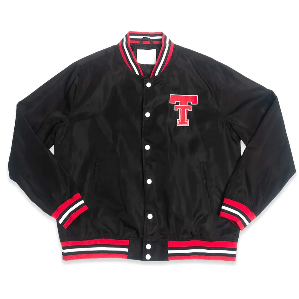 Texas Tech Red Raiders Bomber Black Real Polyester Jacket