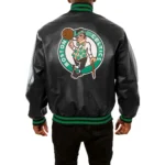 Boston Celtics Black Real Leather Varsity Jackets