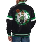 Boston Celtics Home Game Black Real Satin Varsity Jackets