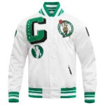 Boston Celtics Mashup White Real Satin Varsity Jacket