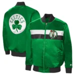 Boston Celtics The Ambassador Green Real Satin Varsity Jacket 1