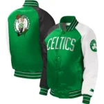 Boston Celtics Youth Kelly Green Real Satin Varsity Jacket 1