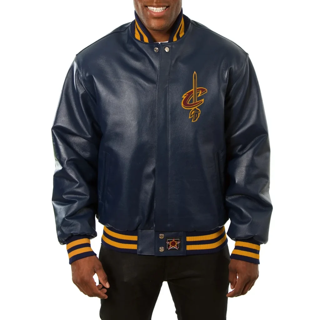 Cleveland Cavaliers Navy Real Leather Varsity Jacket