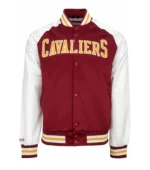 Cleveland Cavaliers Primetime Maroon & White Satin Varsity Jacket