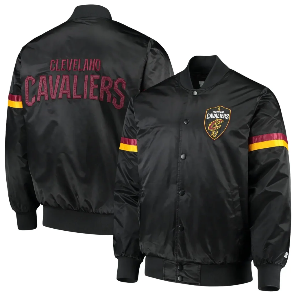 Cleveland Cavaliers The Champ Black Real Satin Varsity Jacket 1