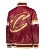 Cleveland Cavaliers Youth Home Game Real Satin Maroon Varsity Jacket 1