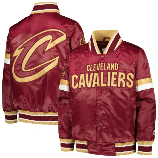 Cleveland Cavaliers Youth Home Game Real Satin Maroon Varsity Jackets