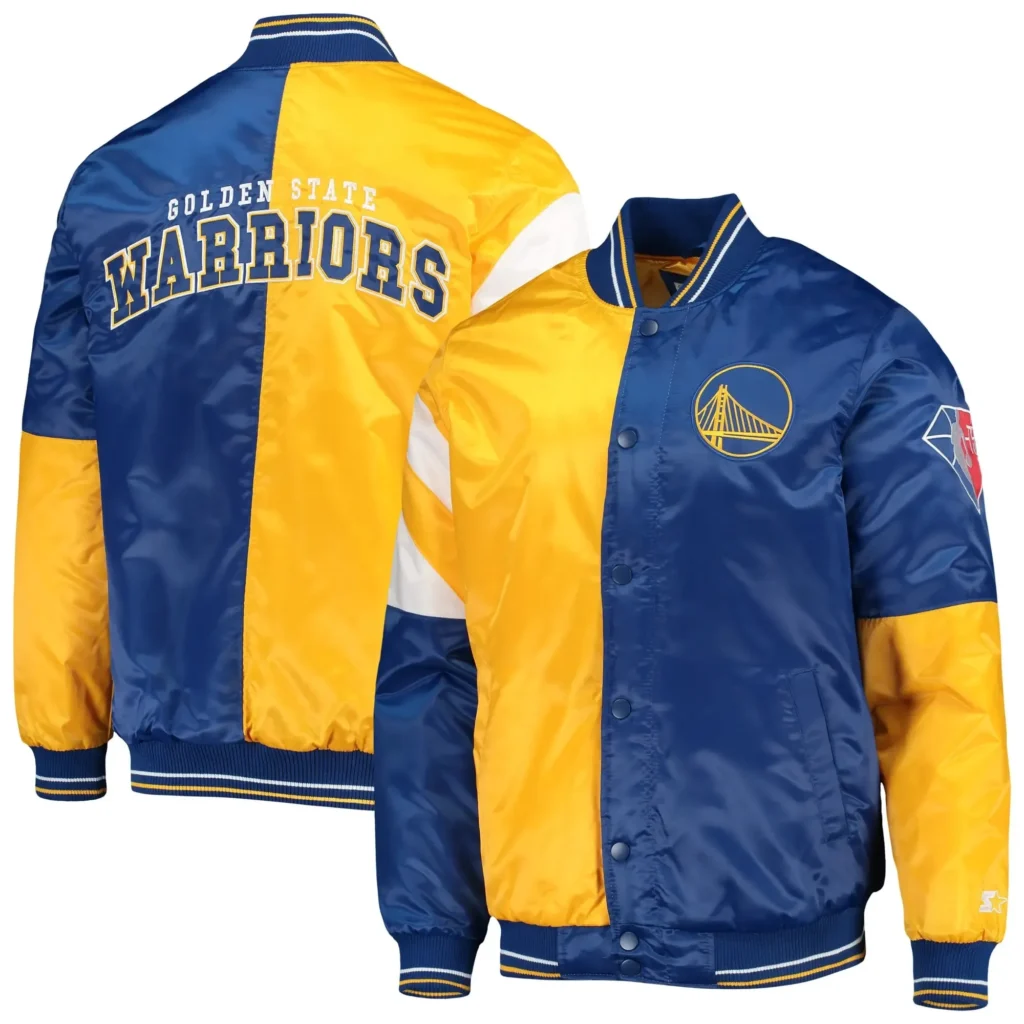 Golden State Warriors 75th Anniversary Leader Color Block Real Satin Jacket