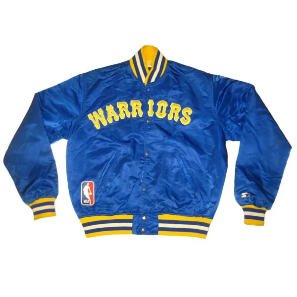 Golden State Warriors 90s NBA Royal Real Satin Jacket