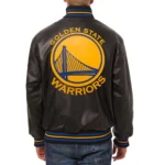 Golden State Warriors Black Real Leather Varsity Jackets