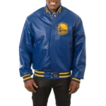 Golden State Warriors Blue Real Leather Varsity Jacket