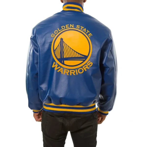 Golden State Warriors Blue Real Leather Varsity Jackets