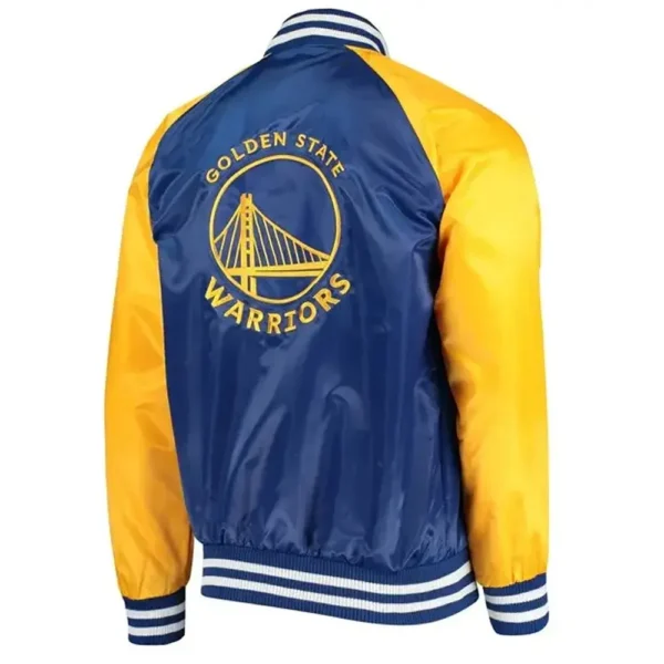 Golden State Warriors Blue and Yellow Real Satin Varsity Jackets