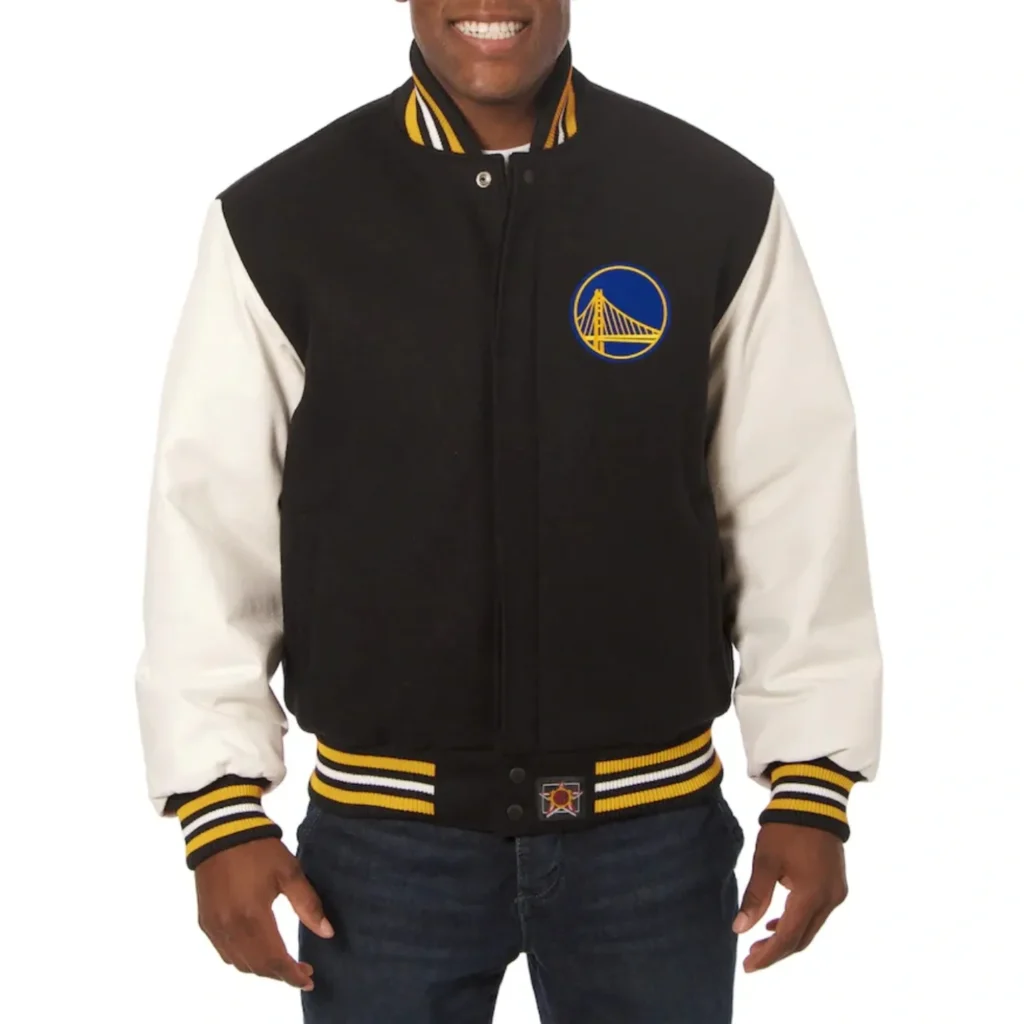 Golden State Warriors Domestic Real Wool & Leather Varsity Jacket