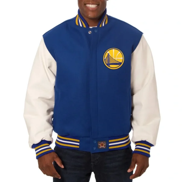 Golden State Warriors Domestic Real Wool & Leather Varsity Jackets 1