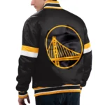 Golden State Warriors Home Game Black Real Satin Varsity Jackets