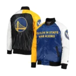 Golden State Warriors Tri-Color Real Satin Varsity Jacket 1