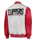 LA Clippers Renegade Full-Snap White & Red Real Satin Varsity Jackets