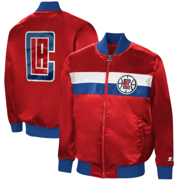 LA Clippers The Ambassador Full-Zip Red Real Satin Varsity Jacket