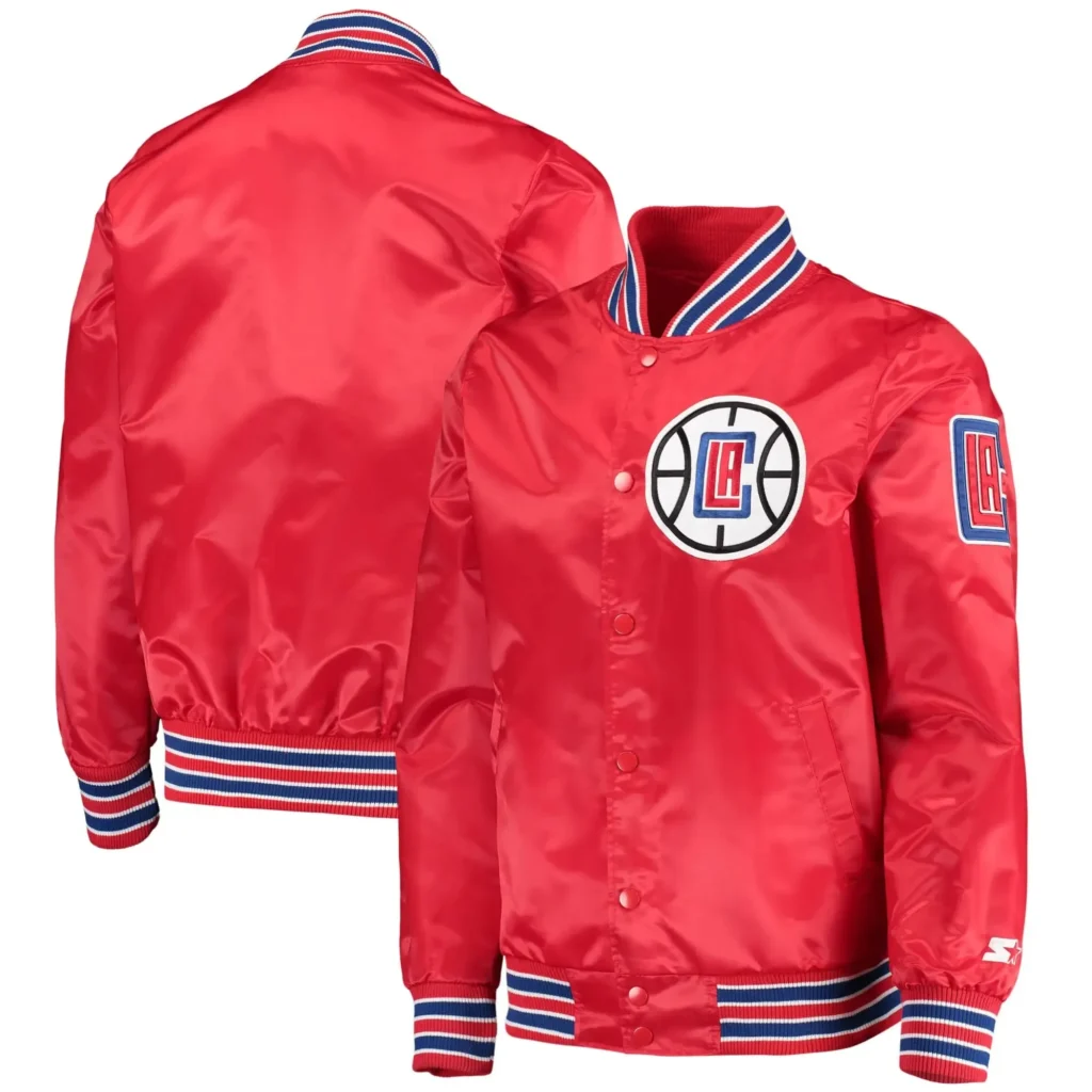 LA Clippers The Diamond Classic Real Red Satin Varsity Jacket 1