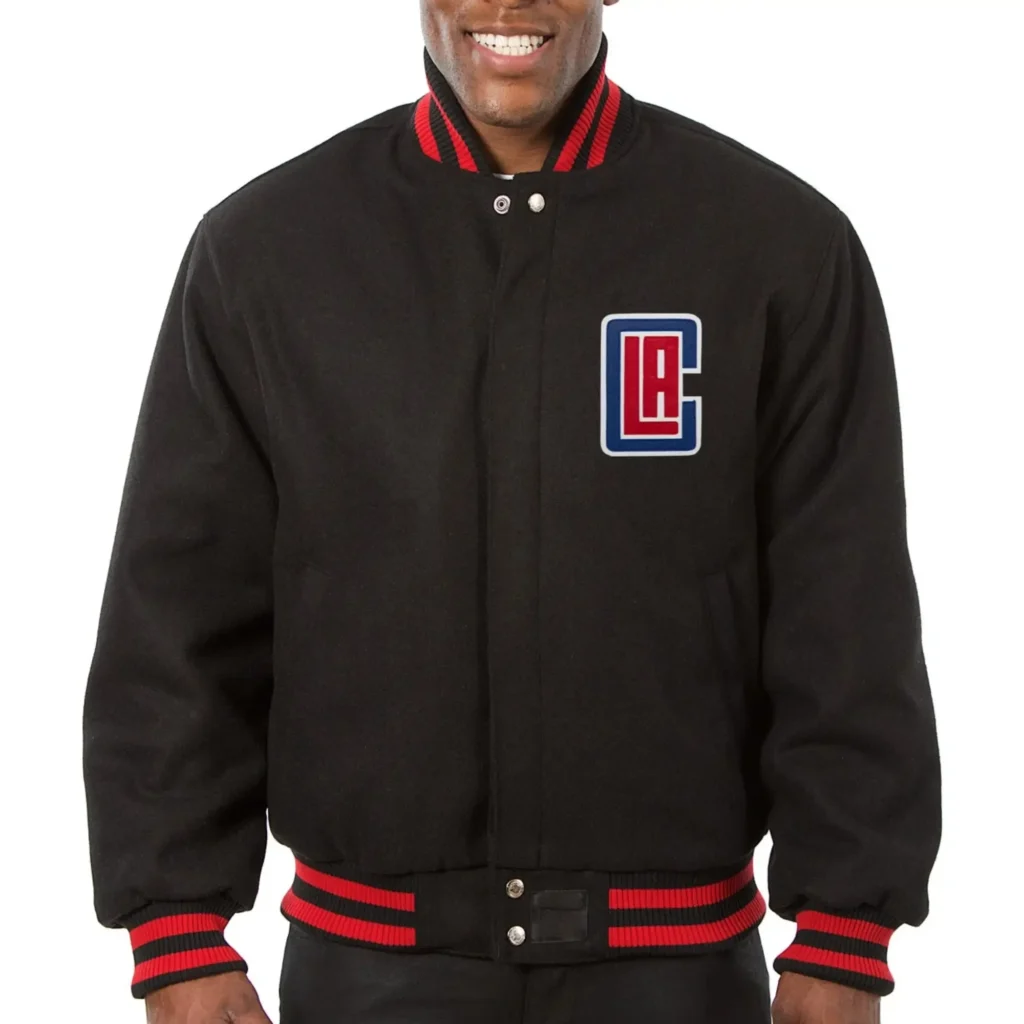 Los Angeles Clippers Black Real Wool Varsity Jacket