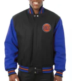 New York Knicks Black & Blue Real Wool Varsity Jacket