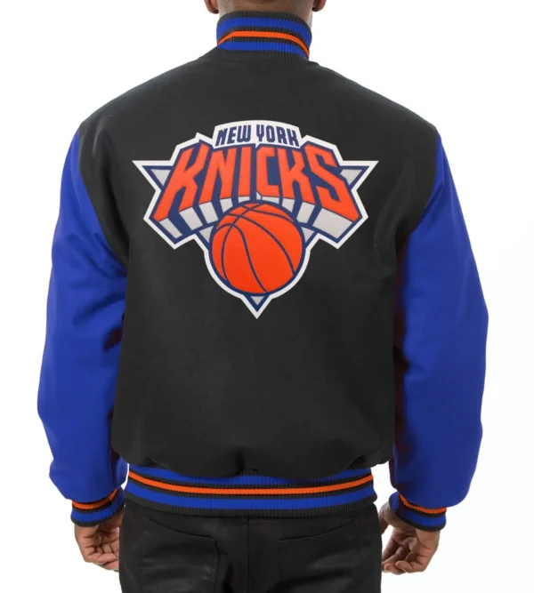 New York Knicks Black & Blue Real Wool Varsity Jackets