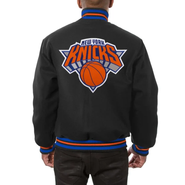 New York Knicks Black Real Wool Varsity Jackets