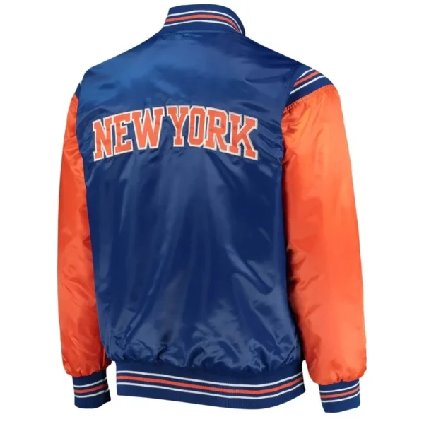 New York Knicks Enforcer Full-Snap Real Satin Varsity Jackets