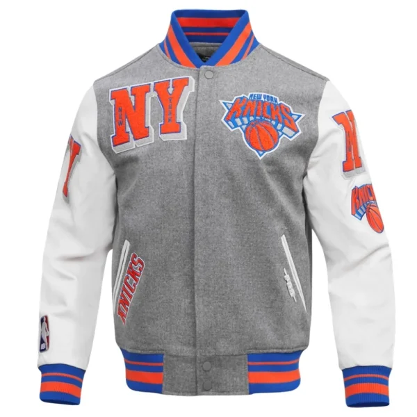 New York Knicks Mashup Real Wool & Leather Varsity Jacket