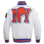 New York Knicks Mashup White Real Satin Varsity Jackets