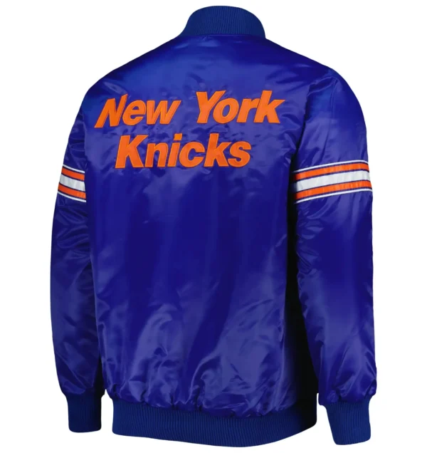 New York Knicks Pick & Roll Blue Real Satin Varsity Jackets